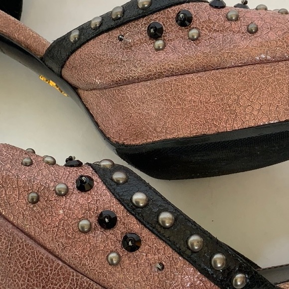 Prada Studded Pink Black Platform Heel size 8 - Picture 8 of 9